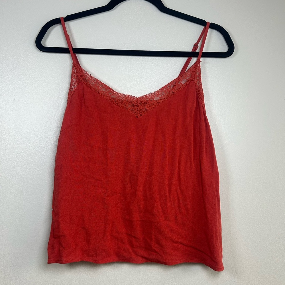 Forever 21 Women's Red Lace Trim Cami Top